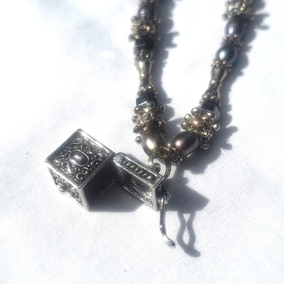 Prayer Box Charm Necklace 925 Sterling Silver Top Opens 8mm - Picture 2 of 7